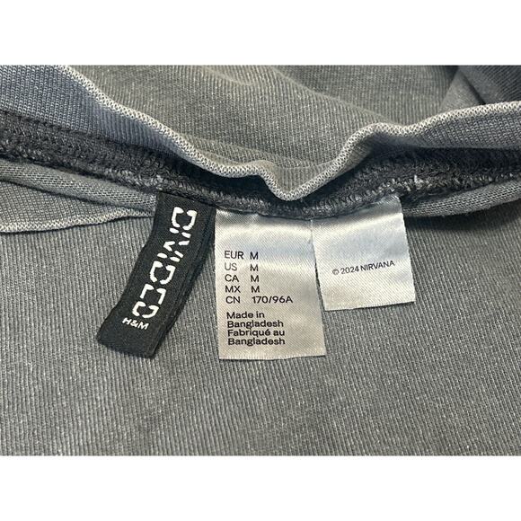H&M Women's Gray Nirvana Graphic Print Short Sleeve Band T Shirt Tee Top Size M - Picture 4 of 5
